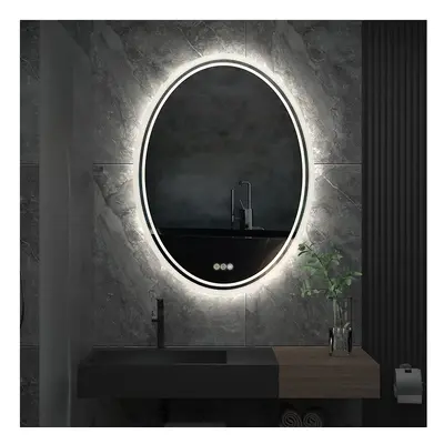 500 x 700mm Oval Wall Led Bathroom Mirror with Lights Demister Pad