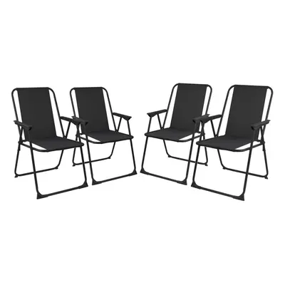 (Black Set Of 4) Outdoor Garden Camping Beach Folding Chair