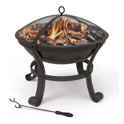 VOUNOT Fire Pit for Garden Patio Heater Charcoal Log Wood Burner Fire Bowl 55cm