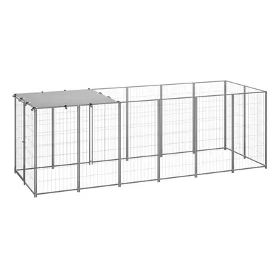 vidaXL Dog Kennel Silver 330x110x110 cm Steel Puppy Enclosure Dog Supply Cage