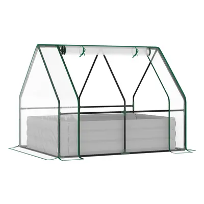 Outsunny Raised Garden Bed Planter Box with Greenhouse, Large Window, Clear