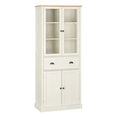 HOMCOM Kitchen Cupboard, 5-tier Storage Cabinet with Adjustable Shelves, Cream