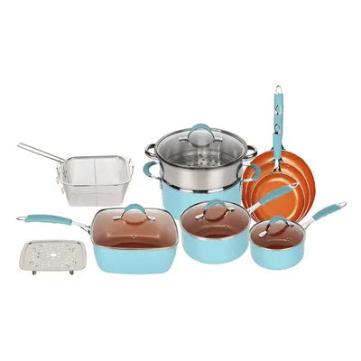 (Blue and Copper) Induction Pcs Kitchen Non Stick Cookware Set