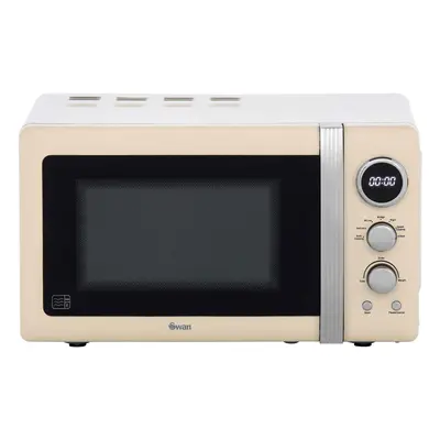 Swan Retro Digital 20L Microwave 800W Freestanding Countertop Five Power Levels in Cream