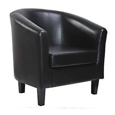 (Black) MCC@Home Faux Leather Tub Chair Armchair club Chair for Dining Living Room & Cafe