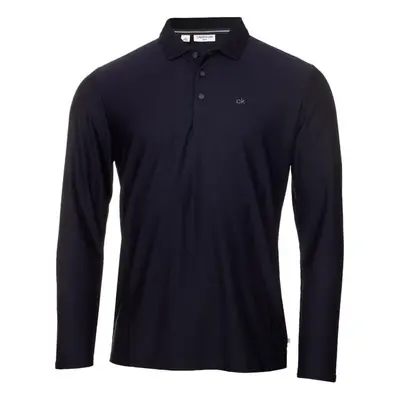 (3XL, Navy) Calvin Klein Mens Long Sleeve Light Central Golf Polo Shirt