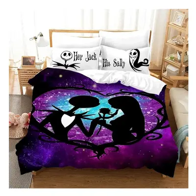 (18, King) Nightmare on Christmas Eve Bedding Set Valentine's Day Piece Pillowcase Comforter Set