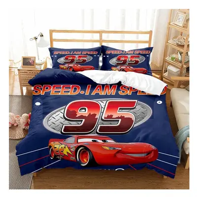 (Double-200x200cm, 10) Pixar Cars Lightning Mcqueen Single Double 3D Duvet Cover Kids Cartoon Qu