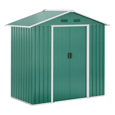 Outsunny 6.5x3.5ft Metal Garden Shed for Garden and Outdoor Storage, Green