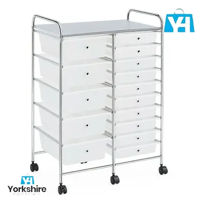 White Drawer Home Office Salon Make Up Mobile Storage Trolley Unit