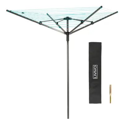 (Silver) LIVIVO Arm Rotary Airer 45M with Cover & Spike