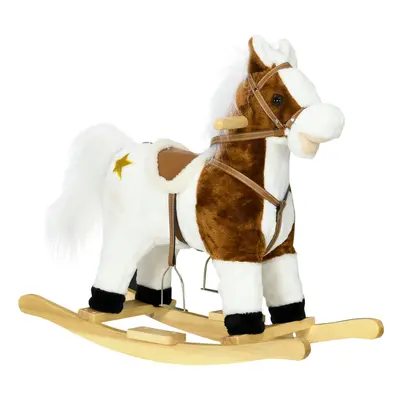 HOMCOM Rocking Horse with Music, Sound, Ride On Horse with Saddle for Years