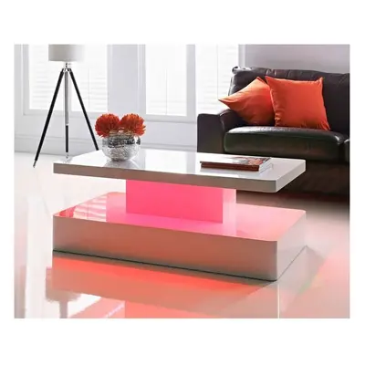 Modern Coffee Table In White High Gloss With LED G-0369