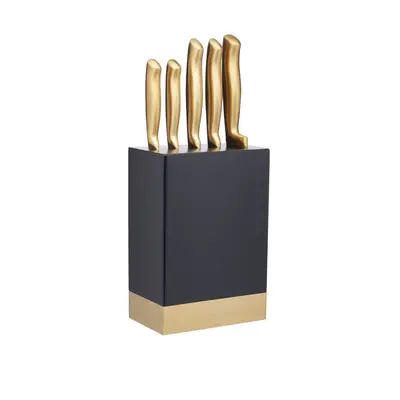 MasterClass 5-Piece Brass-Coloured Stainless Steel Knife Set and Knife Block