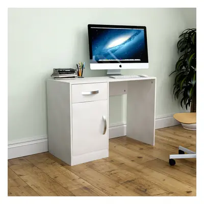 (White) Hudson Drawer Door Computer Desk Office Study