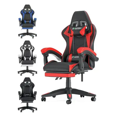 (Black and Red) Ergonomic Gaming Chair with Footrest