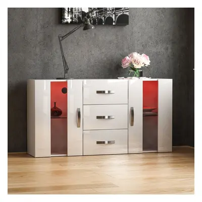 (White) Astro Door Drawer LED Sideboard Large Cabinet