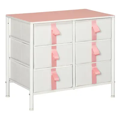 HOMCOM Drawer Chest of Drawers w/ Wooden Top Kid Room Closet Hallway Pink