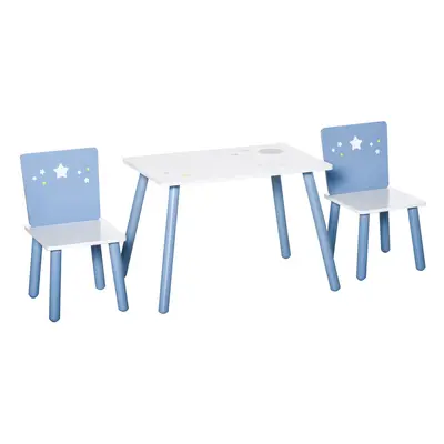 HOMCOM Pcs Kids Table & Chairs Dining Set Wood Legs Safe Corners Stars Seating