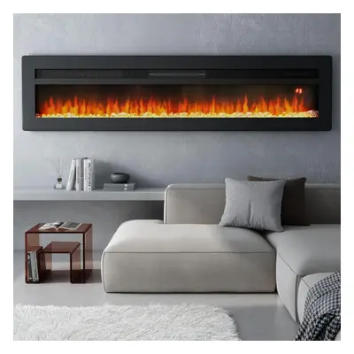 (Black 60inch) Living And Home LED Electric Wall Fireplace | Flame Colours with Freestanding Leg