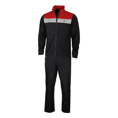 (M, Black/Red) Calvin Klein Mens Waterproof Colour Block Breathable Golf Suit