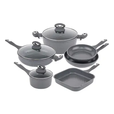 Forged Pc Grey Carbon Steel Cookware Set Non Stick Pan Saucepan Pots