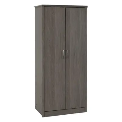 Lisbon Door Wardrobe Black Wood Grain Effect Storage and Hanging Rail