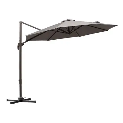 Outsunny 3M Cantilever Parasol Aluminium Garden Umbrella with Crank, Grey