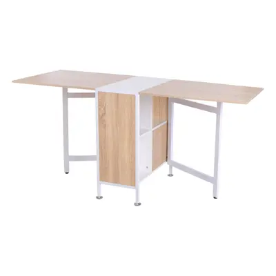 Homcom Foldable Dining Table - Oak & White | Folding Computer Desk