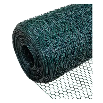 VOUNOT Chicken Wire Mesh, Metal Animal Fence, 13mm Holes, 1m x 25m, PVC Coated Green