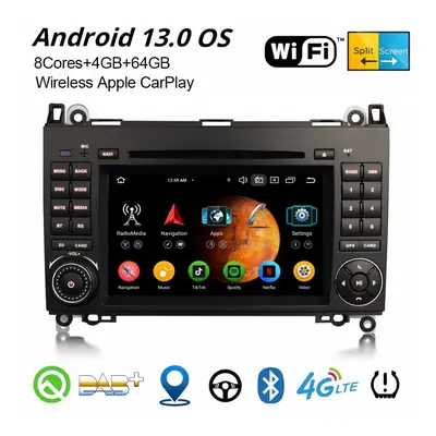 64GB Android CarPlay Car Stereo GPS Radio For Mercedes A/B Class W169 Sprinter VW Crafter 8-Core