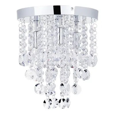 Litecraft Montego Ceiling Light Flush Crystal Effect Fitting - Chrome