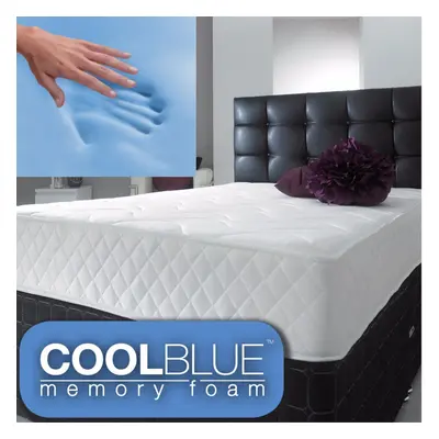 (4FT6 Double ) New Cool Blue Memory Foam Sprung Quilted Mattress