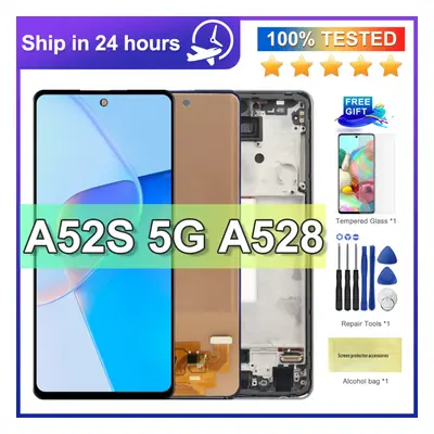 (Black With Frame) 100% NEW A52S Display 6.5'' For Samsung Galaxy A52s 5G A528 A528B A528M A528B