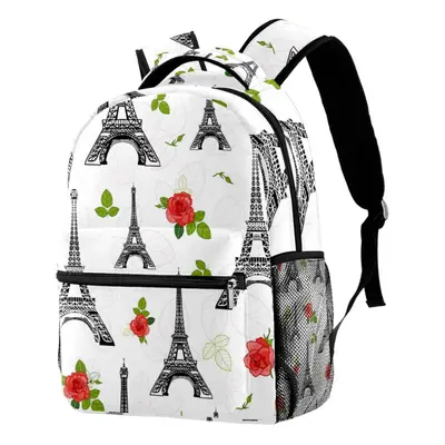 Lightweight Laptop Daypack Eifel Tower Paris and Roses Backpack College Schoolbag Travel Casual 