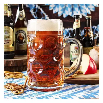 6x German Beer Stein Glass Pint Classic Beer Tankards Mugs