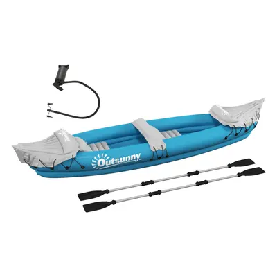 Outsunny Inflatable Kayak Two-Person Inflatable Boat w/ Air Pump, Blue