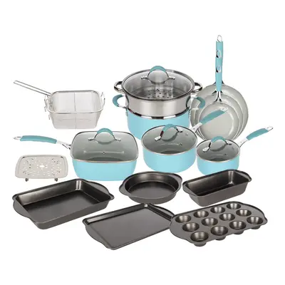 (Blue and Dove Grey) Induction Pcs Non Stick Cookware Pot Pan Set