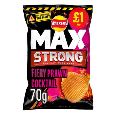 Walkers Max Strong Fiery Prawn Cocktail Crisps 70g (Pack of 15)