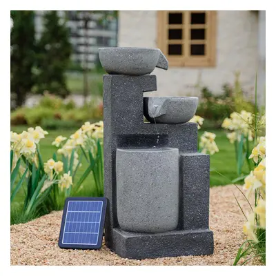 Outdoor Bowls Water Feature Fountain Rockery Decor Solar Powered