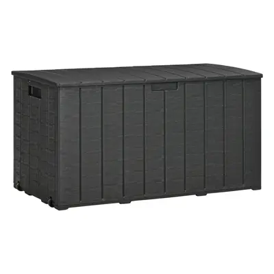 Outsunny Litre Rolling Outdoor Garden Storage Box, Plastic Container, Black