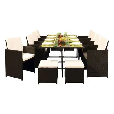 (Dark Brown, Without Cover) Seater Rattan Outdoor Garden Furniture Set - Chairs Stools & Dining 