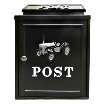 (Silver) Post Box Lockable Wall Mounted Tractor Design