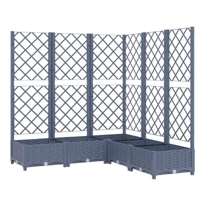 vidaXL Garden Planter with Trellis Dark Grey PP Outdoor Raised Bed Flower Box