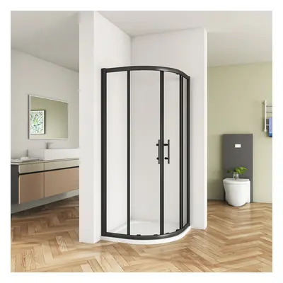 (1000x1000x1850mm) Matt Black Quadrant Shower Enclosure Walkin Corner