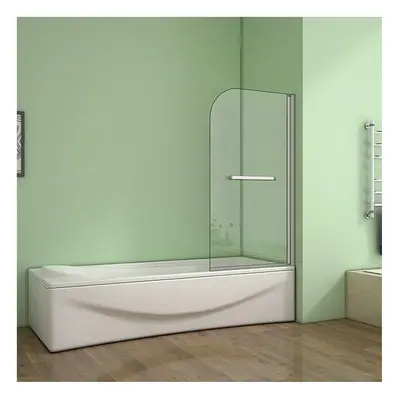 Pivot Bath Shower Screen 800x1400mm Handle towel Rack Glass Door