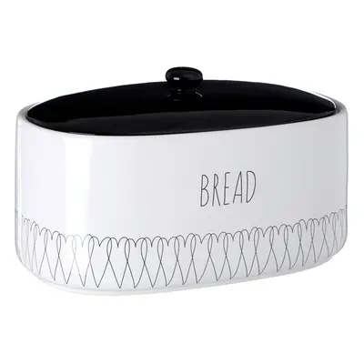 Heartlines Bread Canister White Dolomite Black Lid New