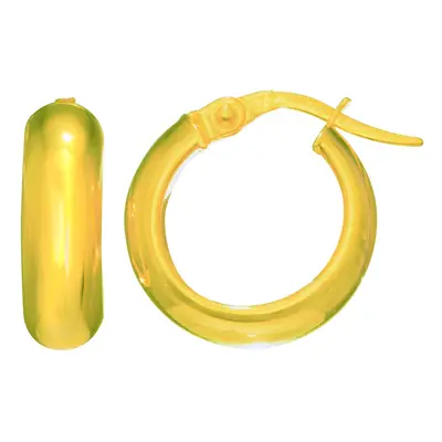 (15, Yellow) 14K Gold Round Polished Hoop Earrings, 15mm