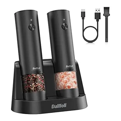 Salt and Pepper Mill Sets, Electric Salt and Pepper Grinder with Detachable Charging Station, St