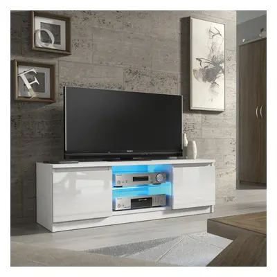 TV Unit 120cm LED Creative Furniture - White Gloss Doors